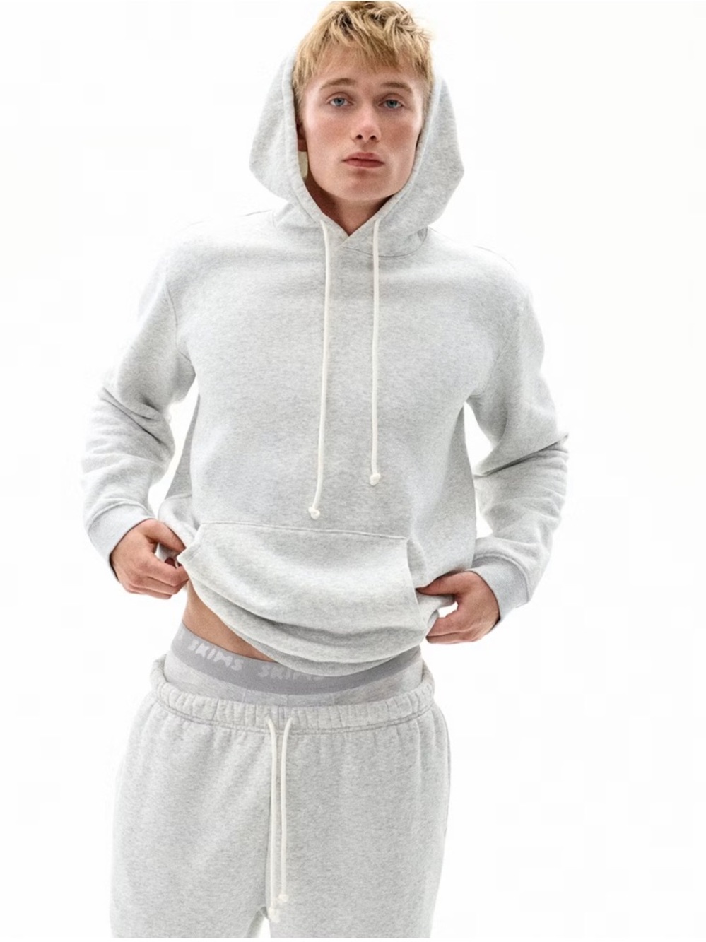 NWT Skims Men’s Fleece Lounge Classic Hoodie Light Heathered Gray 
Size Large